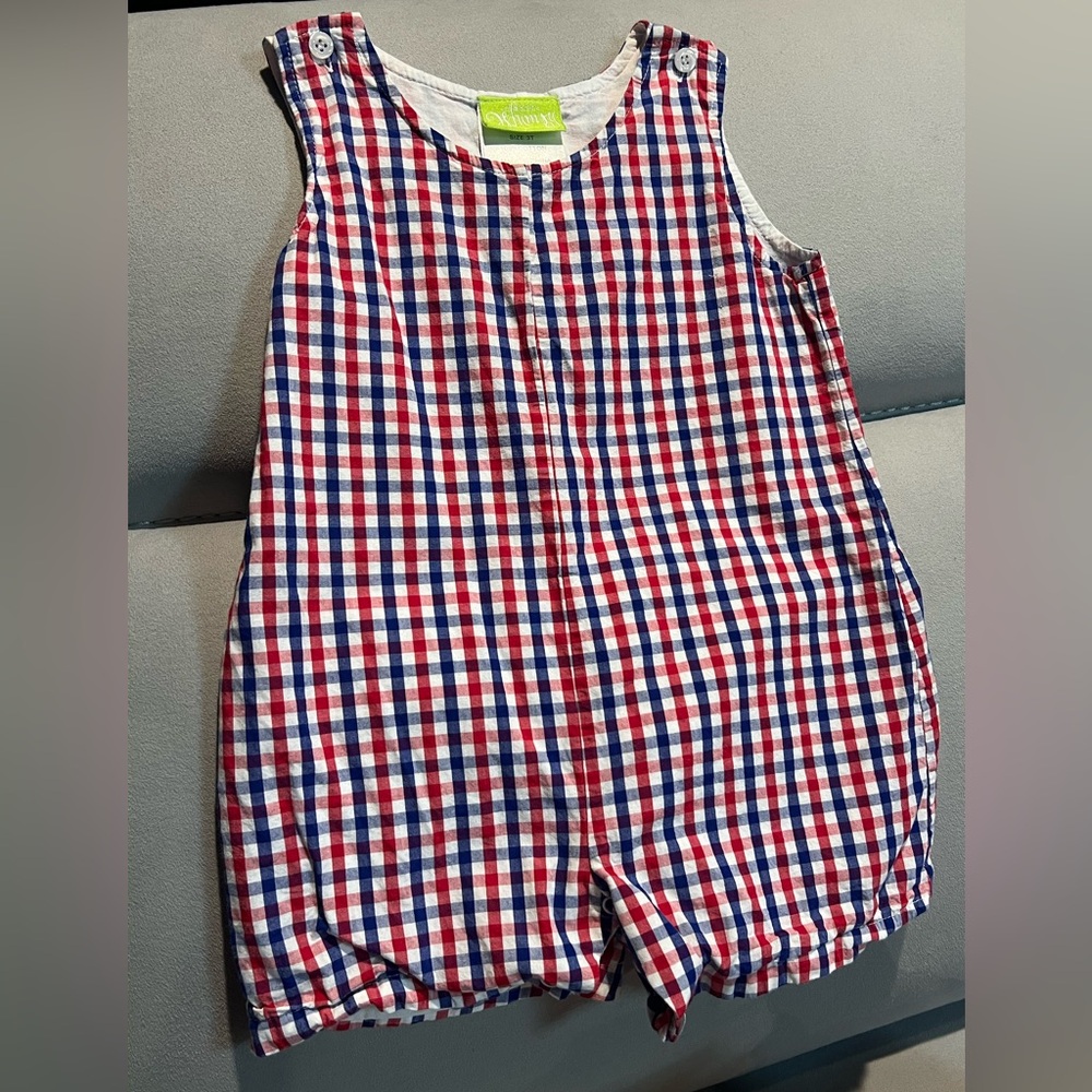 Red and Blue Checkered Sleeveless Romper